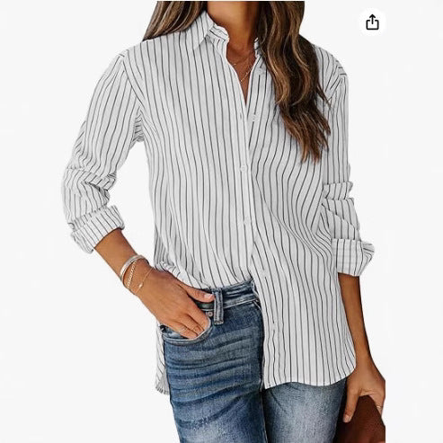 European And American Trendy Shirt Striped Pattern Printed 3D Shirt