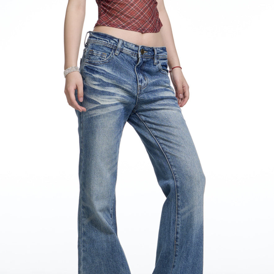 American-style Retro Washed Skinny Jeans Women's High Street Slimming
