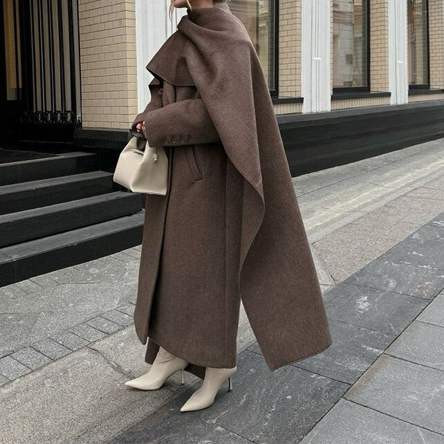 Arrival Of Scarf Collar Woolen Coat
