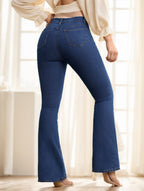 Women's Button Front Pocket Simple Design Casual Denim Long Pants