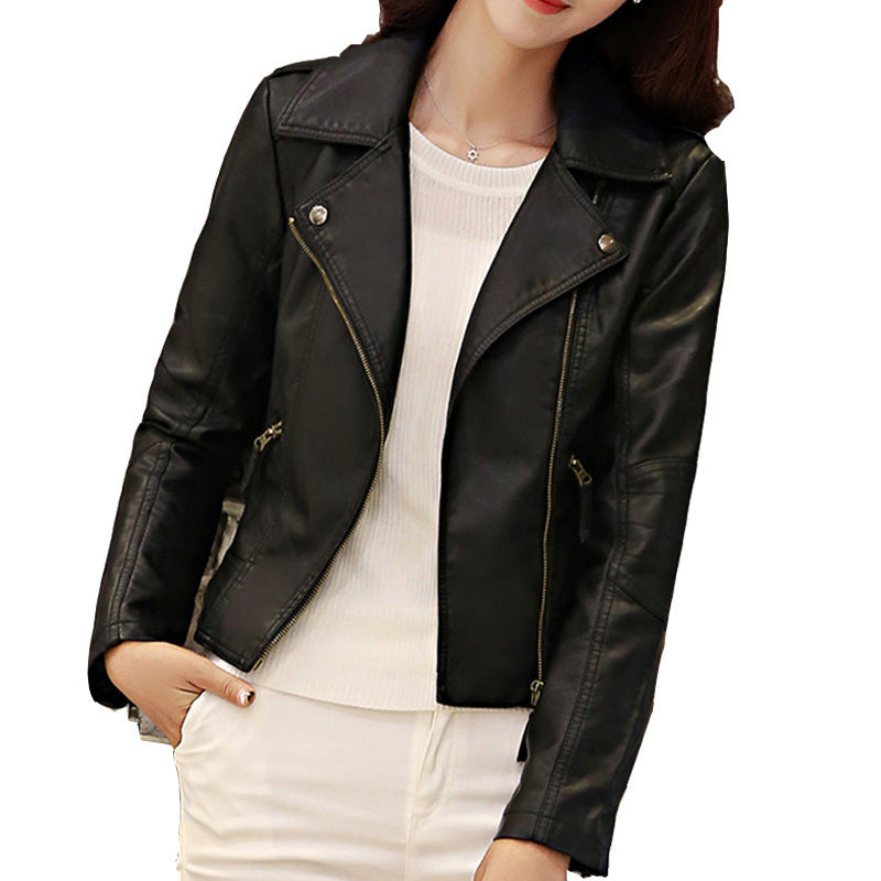 European And American Motorcycle Women's Clothing Leather Coat