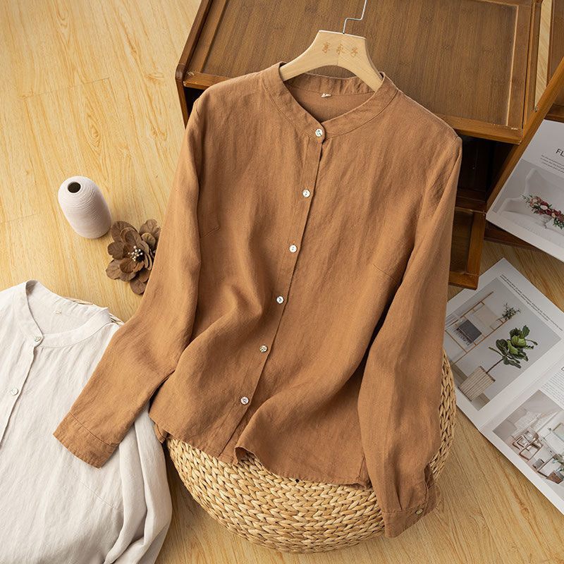 Retro Loose Cotton-linen Shirt Women