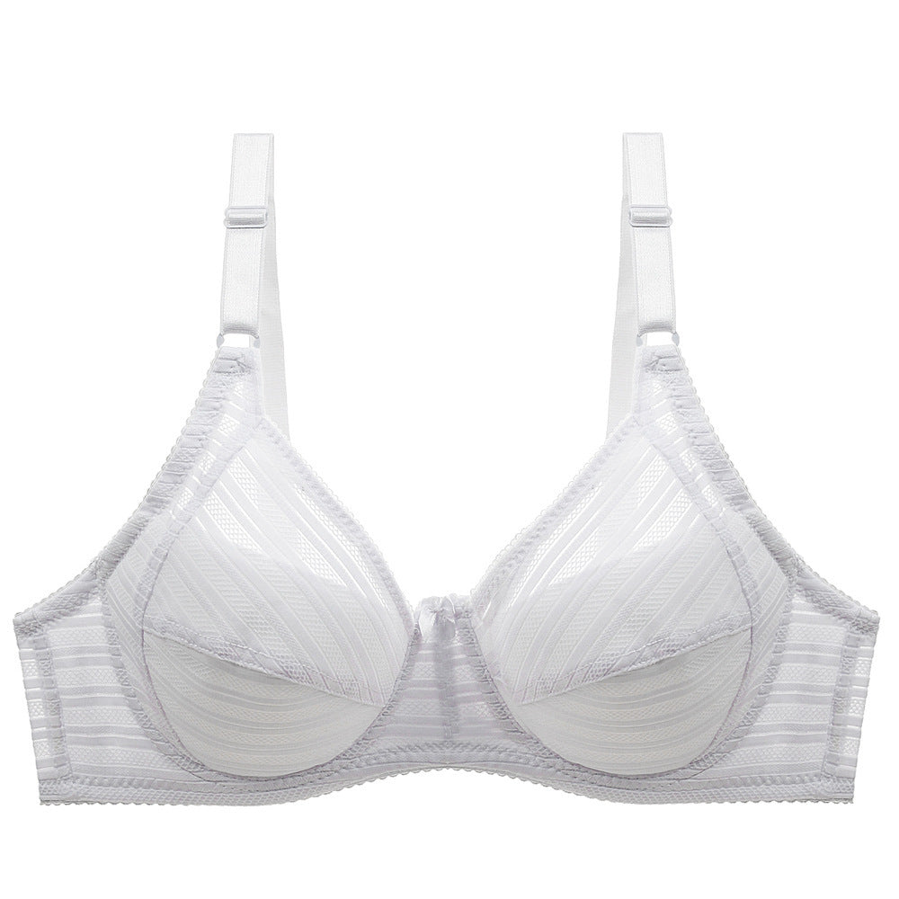 Striped Plus Size Bra Push Up Thin Breathable Bra