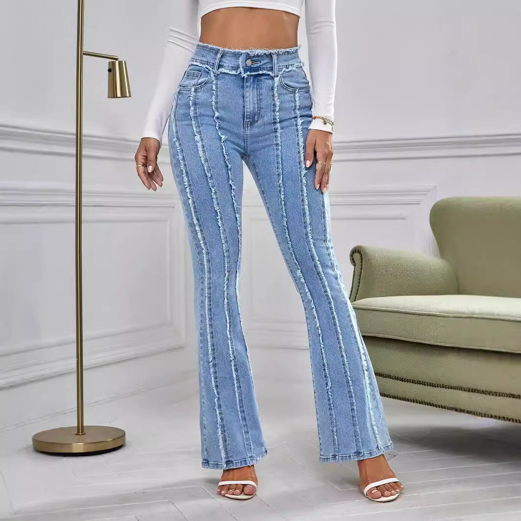 New Slightly Flared Wadding Edge Jeans For Women