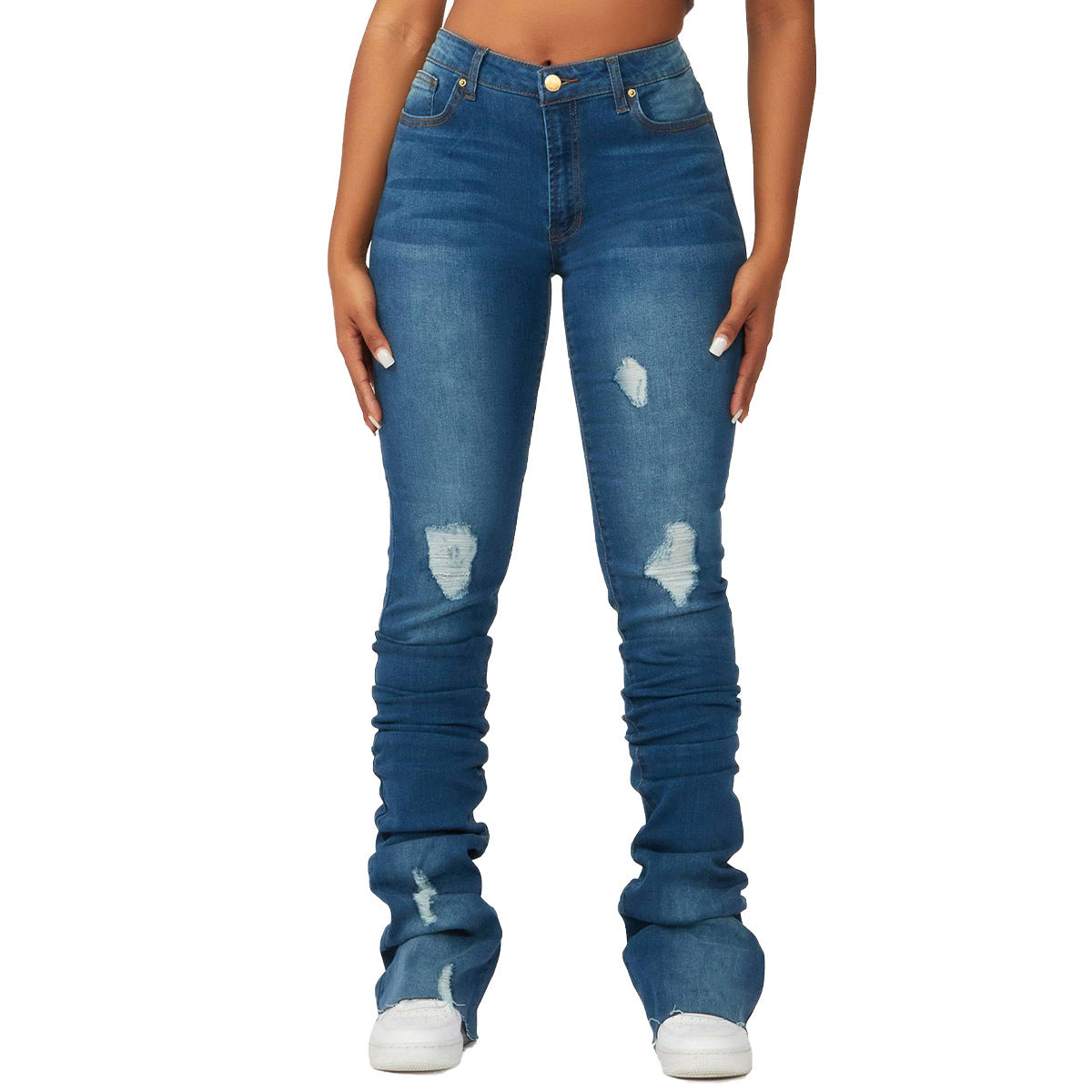 High Waist Women's Clothing Denim Bell-bottom Pants