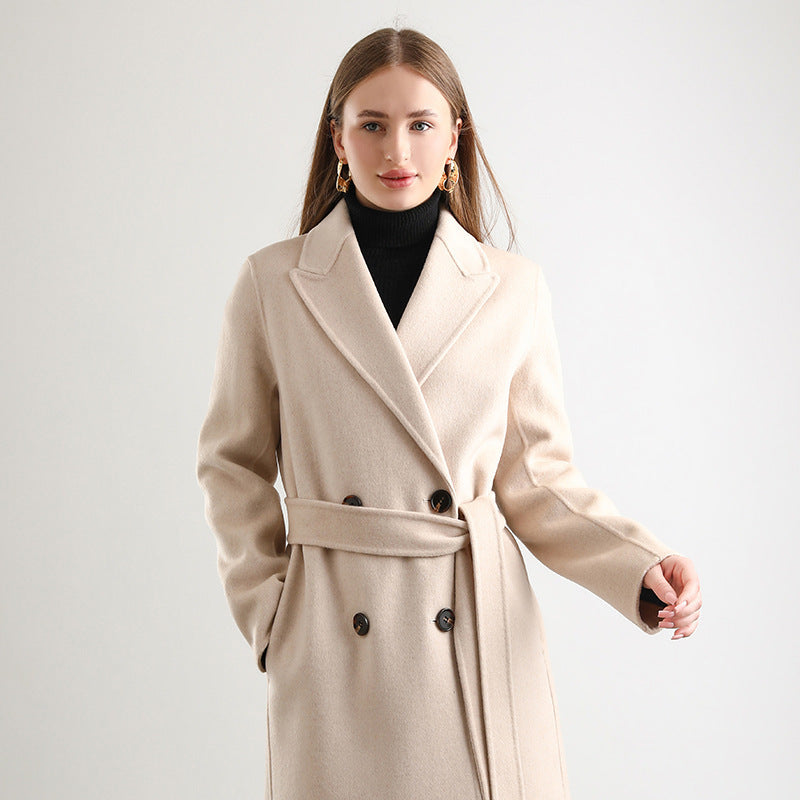 Women's Mid-length Woolen Wool Overcoat Coat